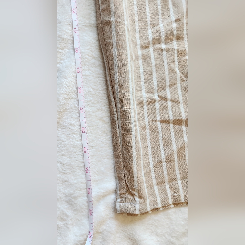 LIKE NEW Love Tree Tan and White Jumpsuit with Pinstripe Design - Picture 6 of 7